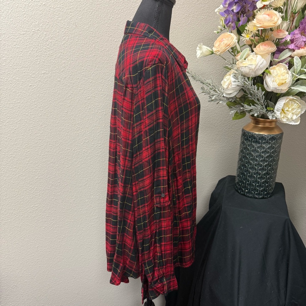 Zac & Rachel Woman 2X Red Black Plaid Button Down Shirt Long Sleeve Fall Top - Picture 4 of 8